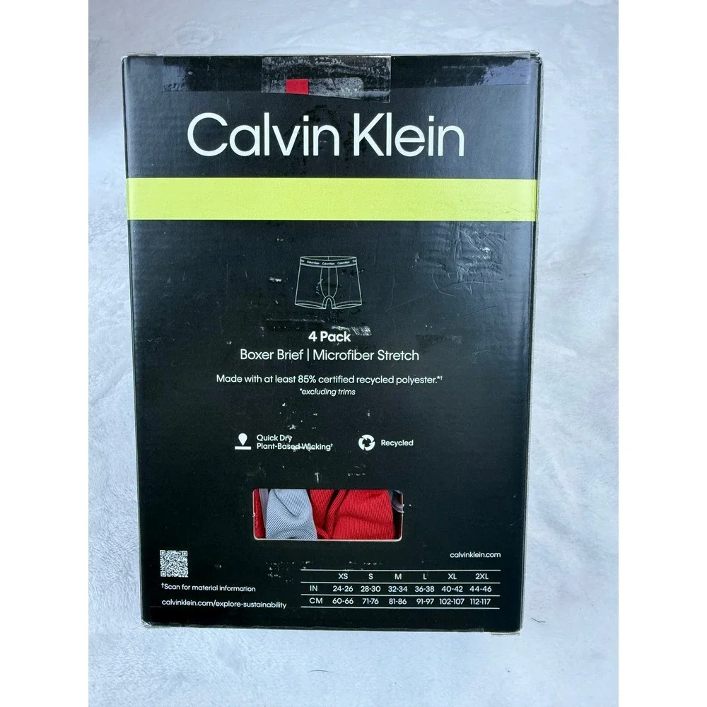 Calvin Klein Mens 4 Pack Microfiber Stretch Boxer Briefs Multicolor Medium New